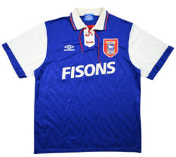 Maillot Ipswich Town 1992-94 Umbro Domicile FISONS vintage