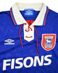 Maillot Ipswich Town 1992-94 Umbro Domicile FISONS vintage