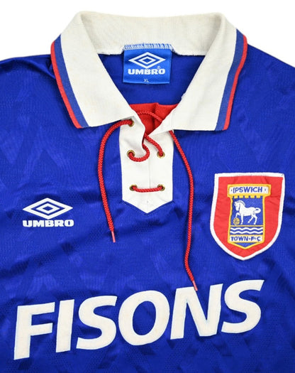 Maillot Ipswich Town 1992-94 Umbro Domicile FISONS vintage