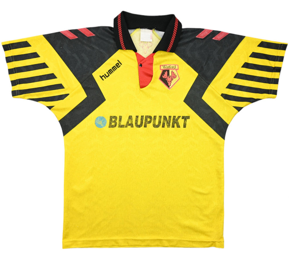 Maillot Watford 1993-94 Domicile Hummel Blaupunkt vintage
