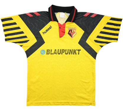 Maillot Watford 1993-94 Domicile Hummel Blaupunkt vintage