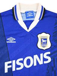 Maillot Ipswich Town 1994-95 Domicile Umbro FISONS vintage