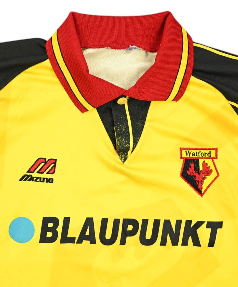 Maillot Watford 1995-96 Mizuno Domicile Vintage Blaupunkt