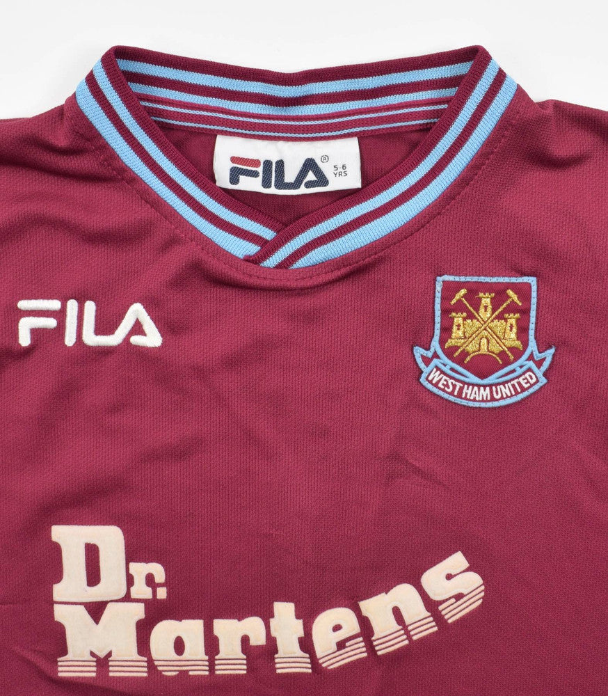 Maillot West Ham Fila 2001-02 Domicile Vintage Enfant 5-6 ans