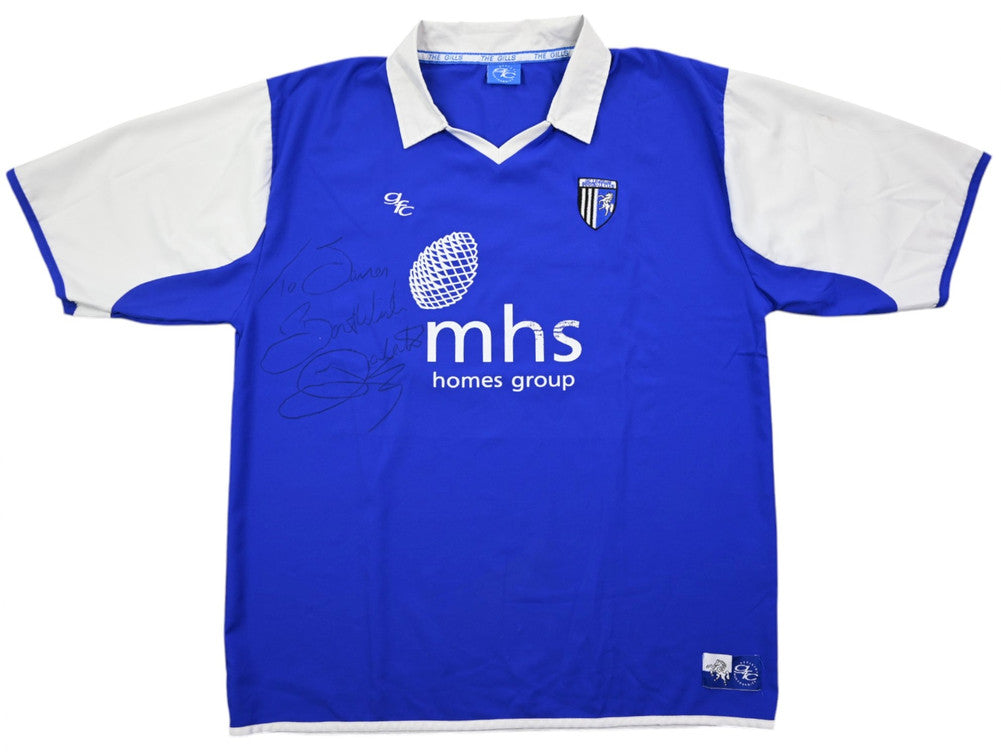 Maillot Gillingham 2004-05 Domicile Vintage Signé Ivan Roberts XL
