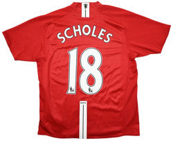 Maillot Manchester United 2007-09 Scholes Nike Domicile AIG