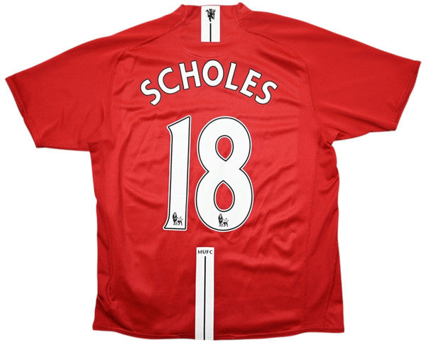 Maillot Manchester United 2007-09 Scholes Nike Domicile AIG
